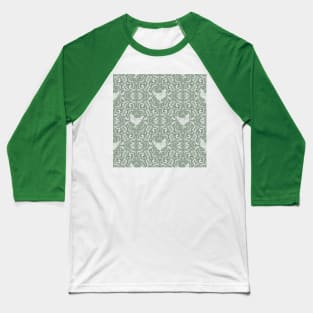 Sage Green Hen Damask Baseball T-Shirt